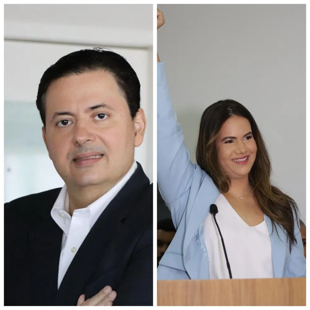 Foto do advogado Antônio Campos, arquivo pessoal. Foto prefeita Mirella Almeida, Secom/PMO. Arte: redação famamax.