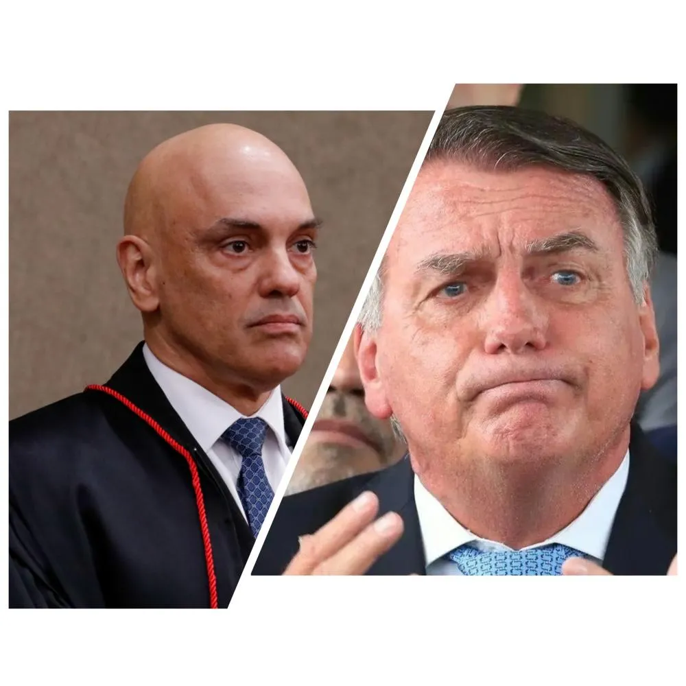 Foto do Ministro Alexandre de Moraes e do ex-presidente Jair Bolsonaro - fotos: reprodução internet - Arte: redação famamamax 