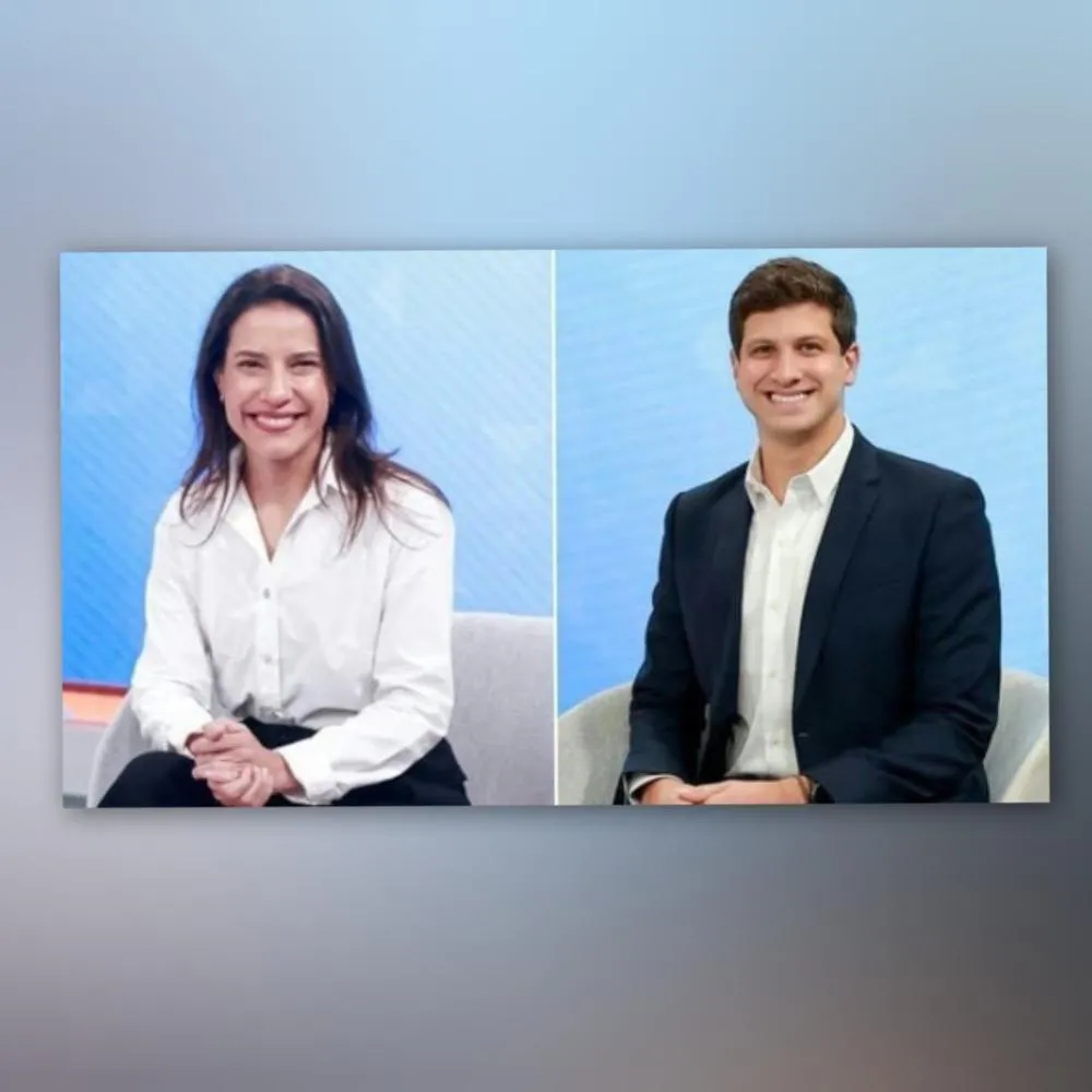 Raquel Lyra (à esq.) e João Campos (à dir.) durante entrevista à TV Globo — Foto: Reprodução