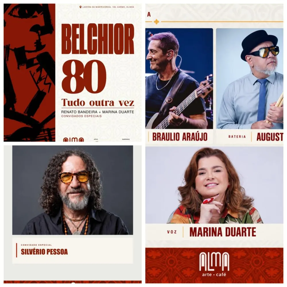 BELCHIOR 80: ALMA ARTE CAFÉ PROMOVE HOMENAGEM COM MARINA DUARTE, RENATO BANDEIRA E CONVIDADOS ESPECIAIS EM OLINDA